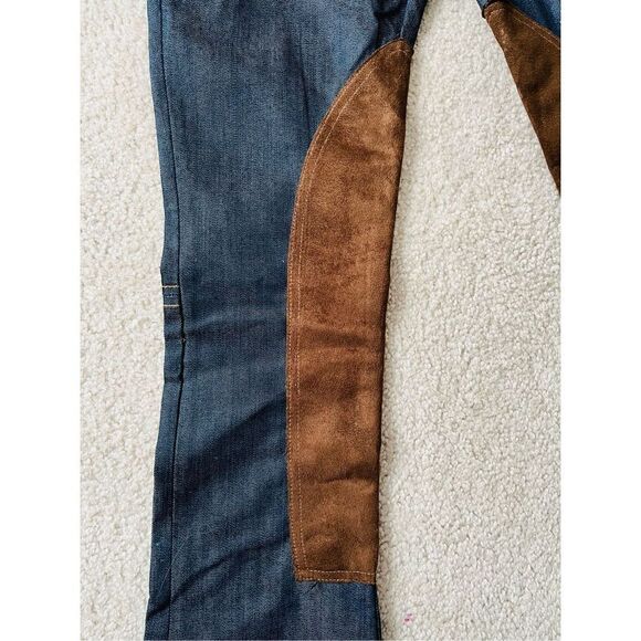 L’Exposition Dark Denim low riseJeans bootcut flare patches Equstrian sz 24 - Picture 4 of 13